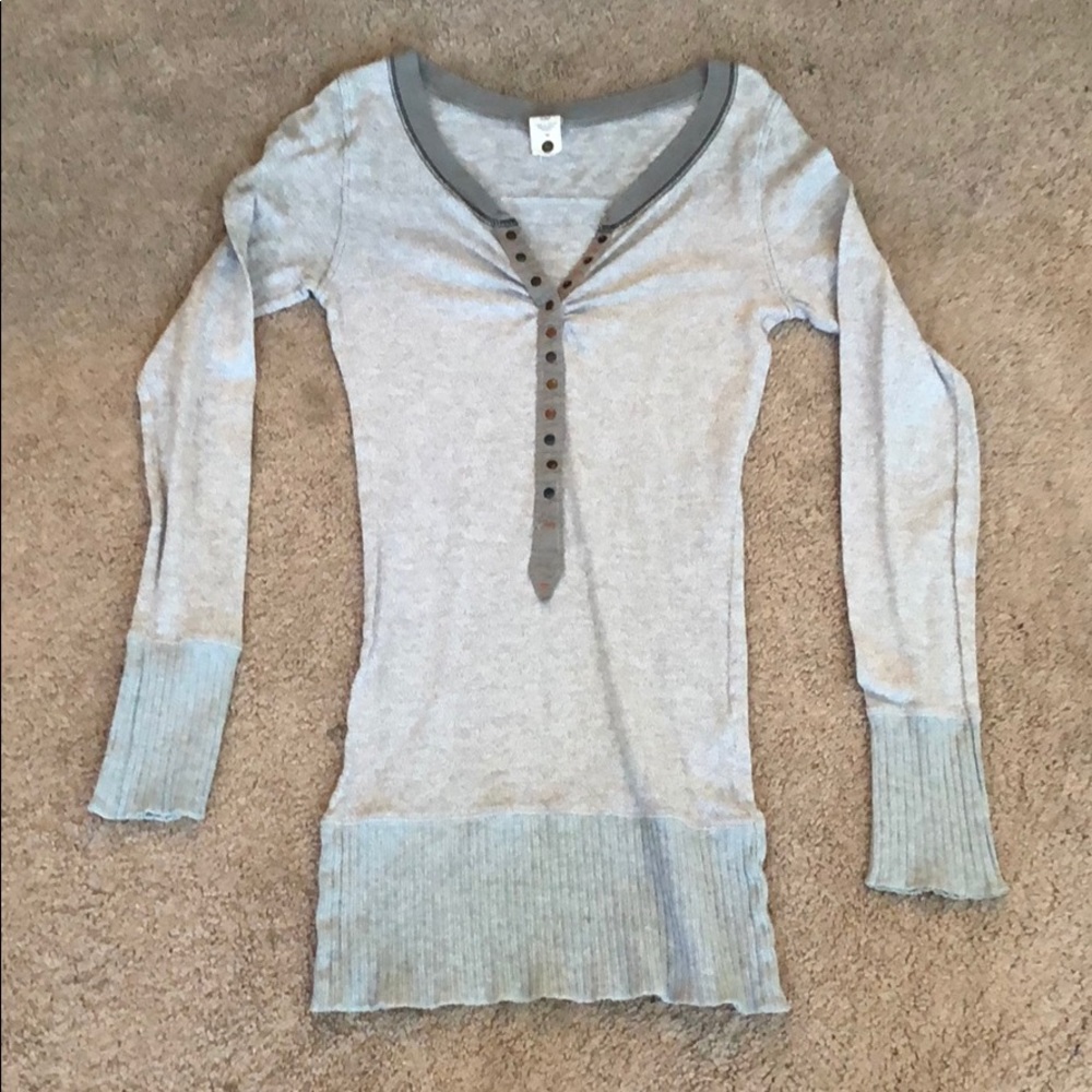 Free people thermo long sleeve gray sz M